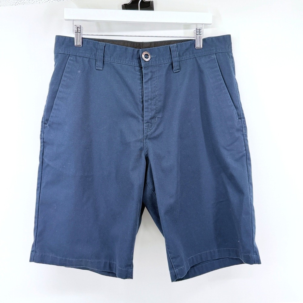 Volcom Chino Shorts Frickin Modern Stretch 33 Navy Blue Mens Casual Skate Surf